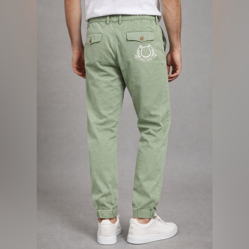 Gucci Green Cotton Embroidered Logo Pants Gucci Band - 30